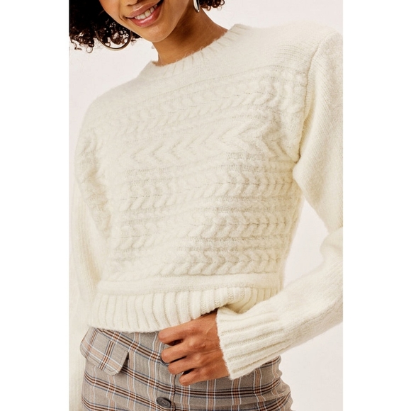 For Love & Lemons Puff Sleeve Cable Knit Sweater - Picture 4 of 9